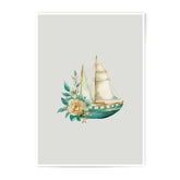 Nautical Photographic Prints, Watercolor Sailboat Art, Floral Boat Decor, Coastal Wall Art, Beach House Prints, Sailing Gift - Tawshia